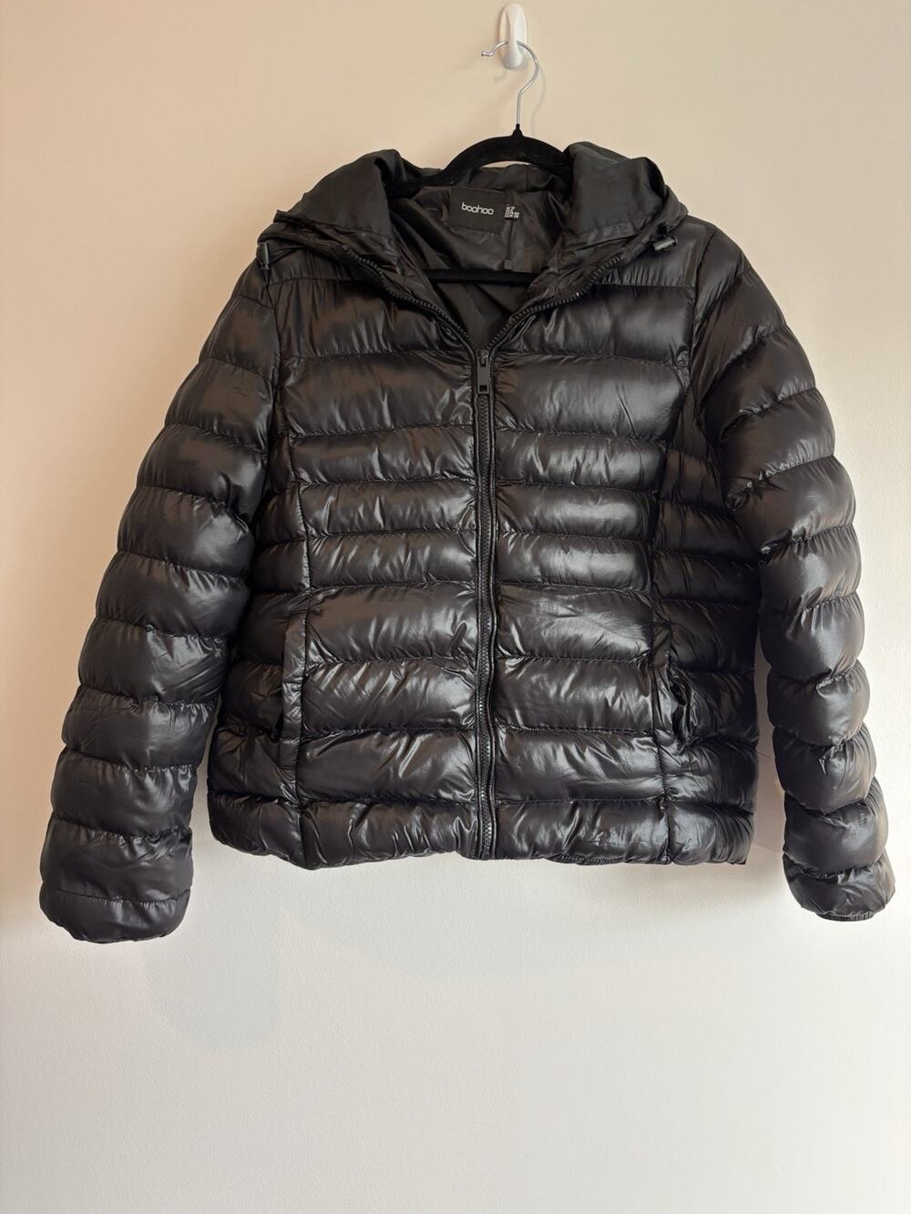 Boohoo Black Full Length Coat Women Size 8